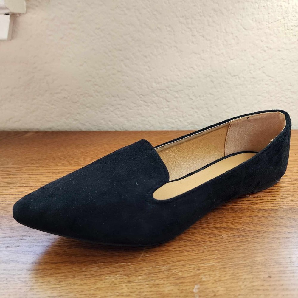 Qupid Black Faux Suede Ballet Flats - Black - Size 5